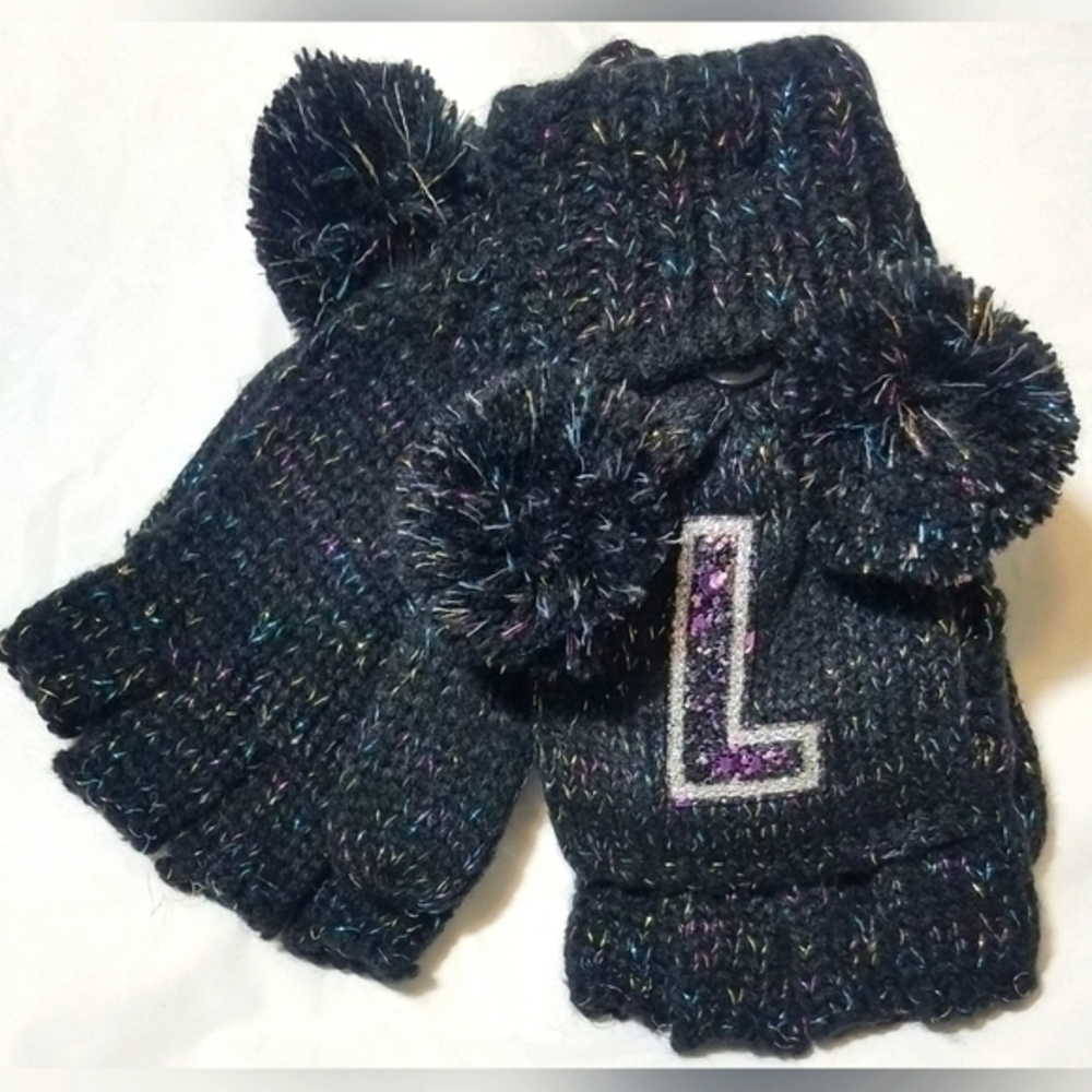 Justice "L" Initial Fingerless Gloves